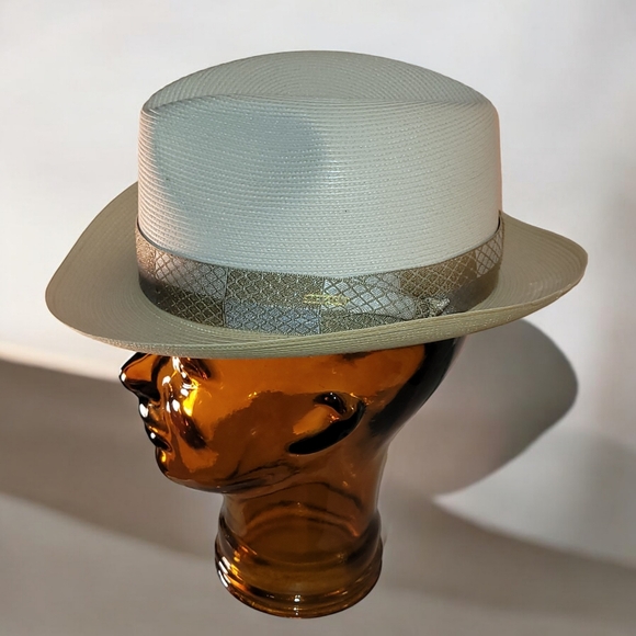 Stetson Andover Florentine Milan braid hat Ivory Conjiac Vintage never worn - Picture 9 of 12